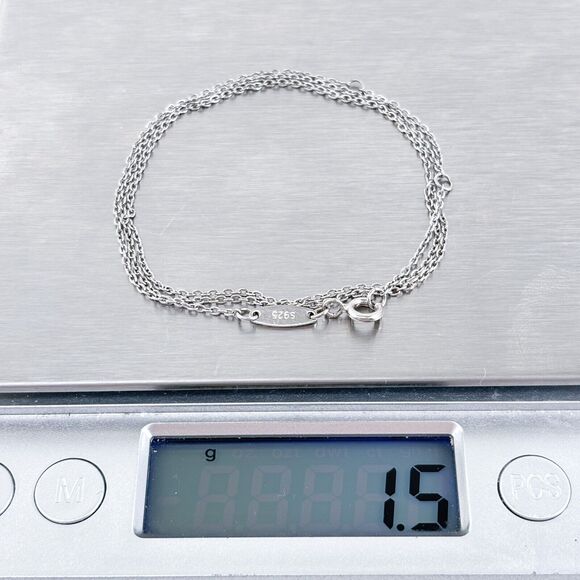 Vintage CHIC LOVE Sterling Silver 925 1.1mm Cable Chain Necklace 15.5"-17.5” - Picture 3 of 3